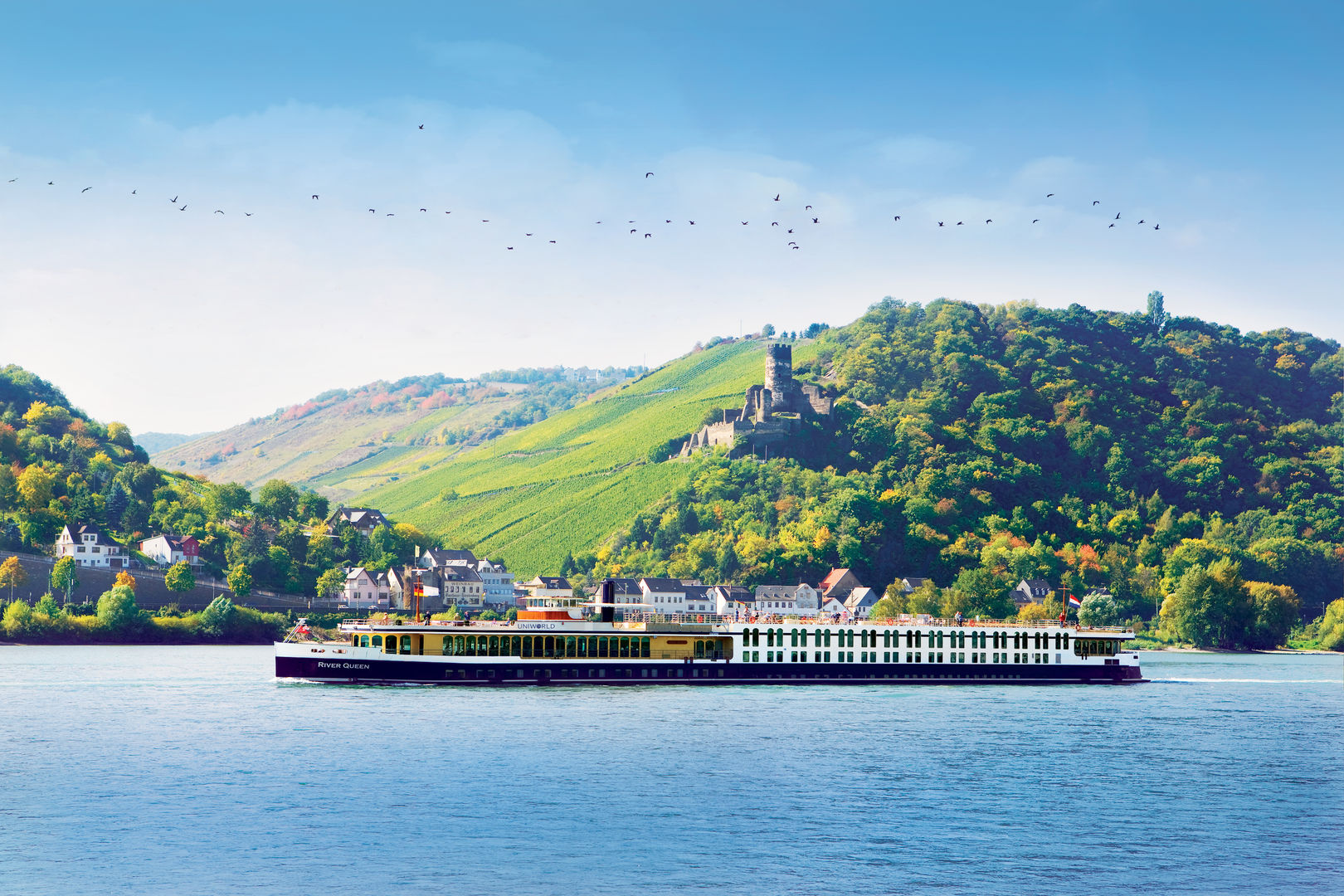 Exterior view of River Queen sailing on the Rhine